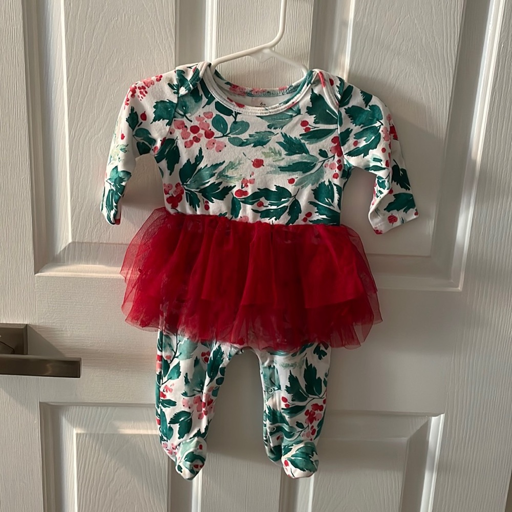 Baby girl Christmas outfit and headband. NWOT.